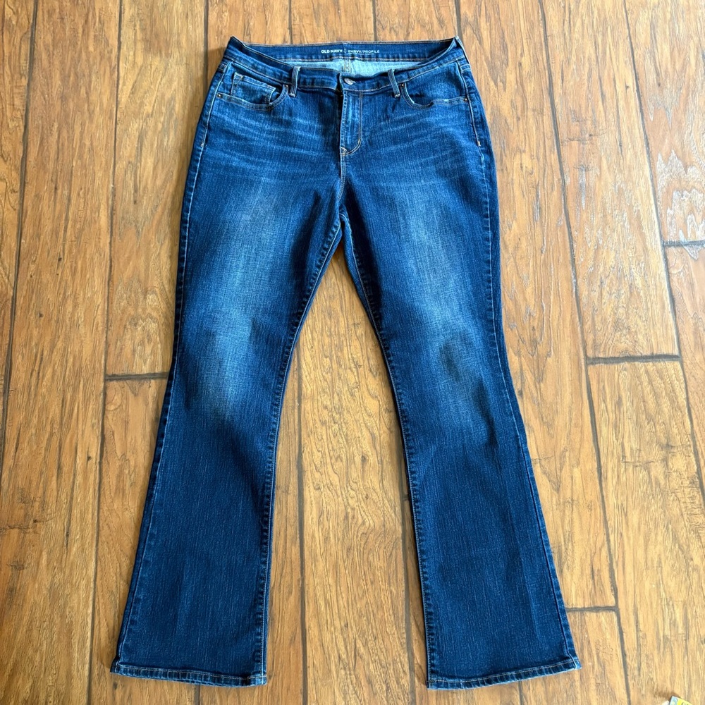 Old Navy Curvy Profile Bootcut Jeans Dark Wash Mid Rise Stretch Denim Tall